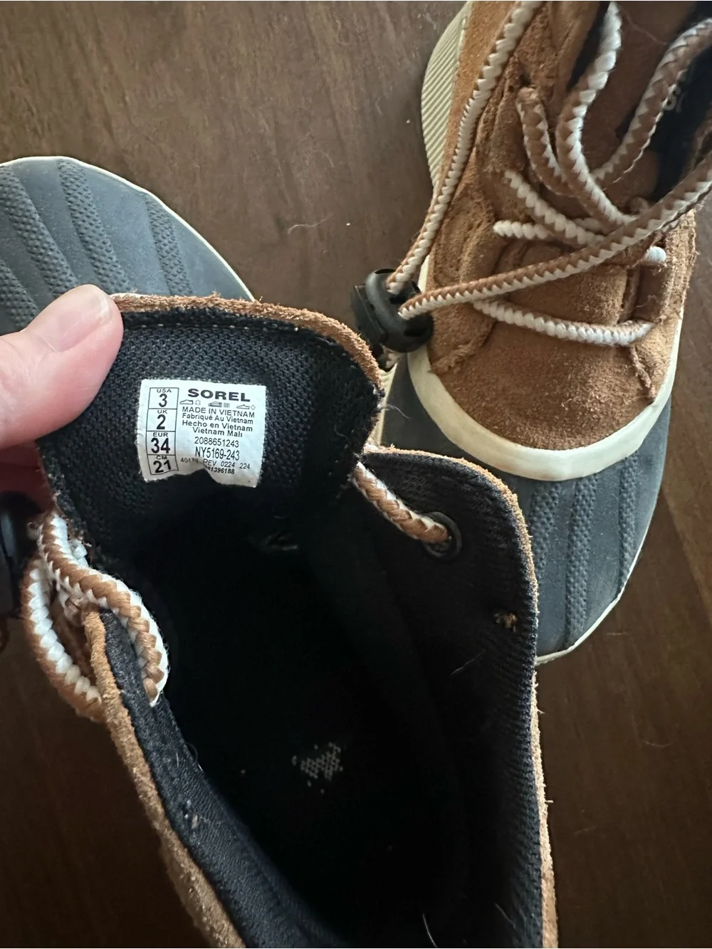 Sorel Kids Tan Suede and Gray Waterproof Duck Boots